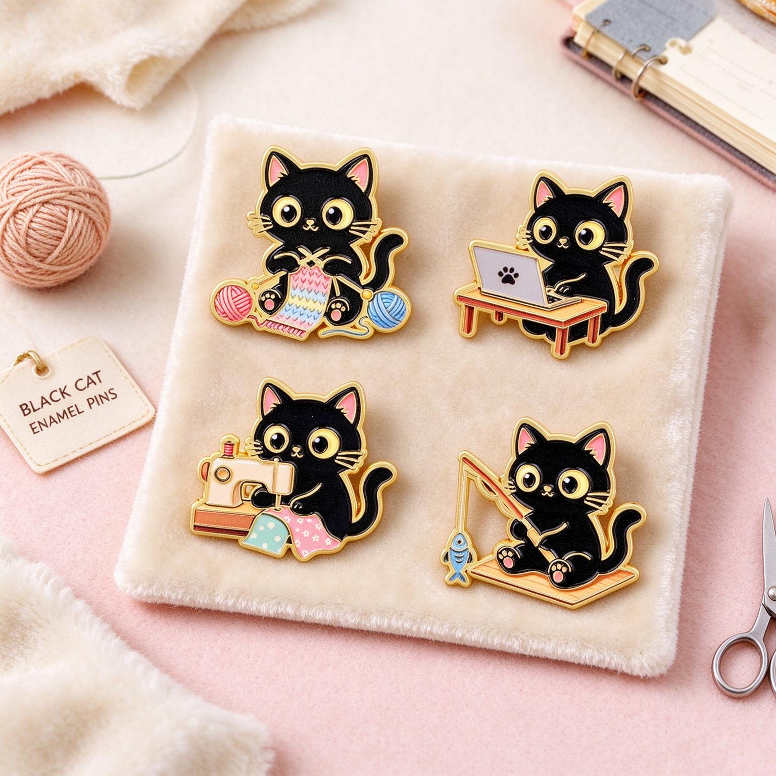 Kawaii Tech Accessories - 4 szt. Kawaii Emaliowane Broszki z
